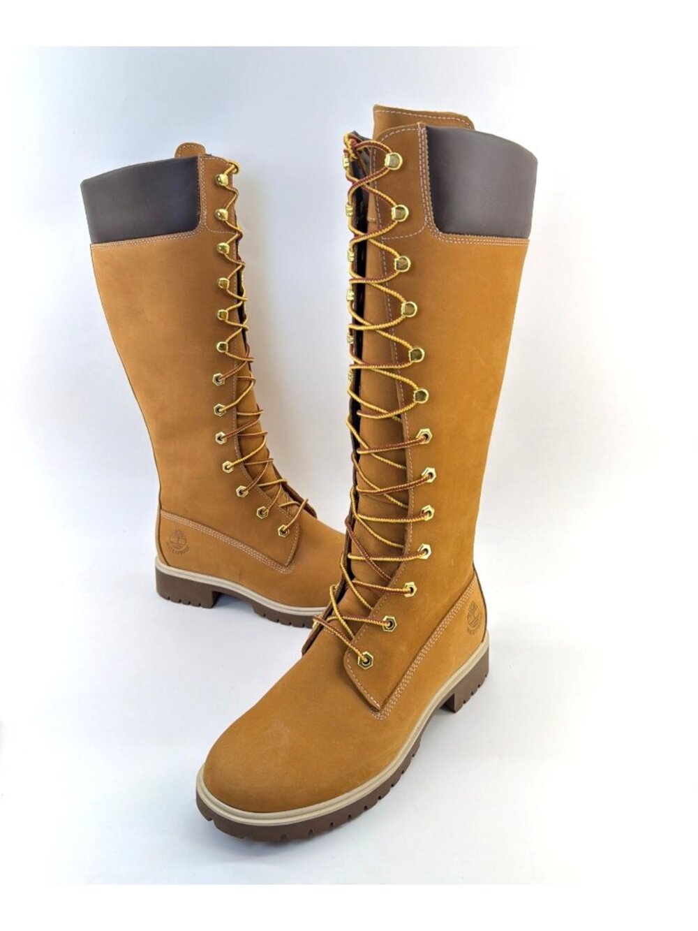 Timberland Lace Up Boots Knee High Waterproof Tan Leather Women Size 7